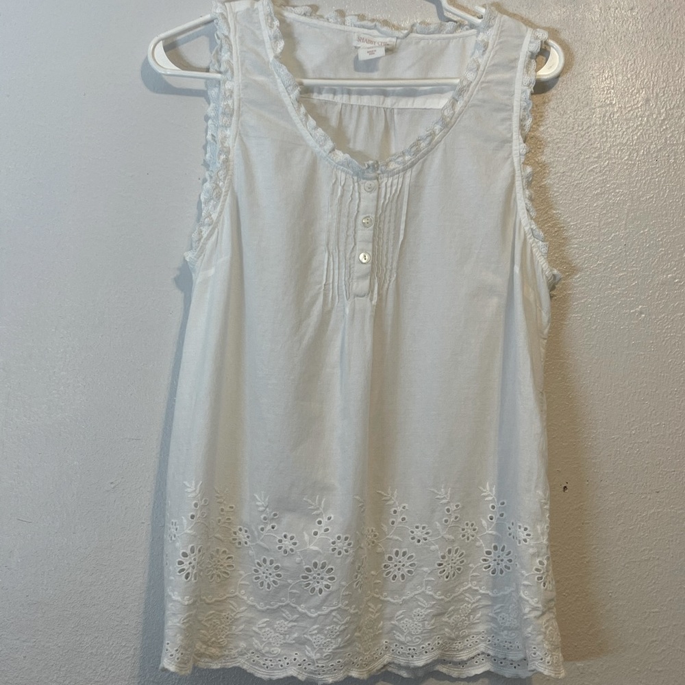 Shabby chic white linen top